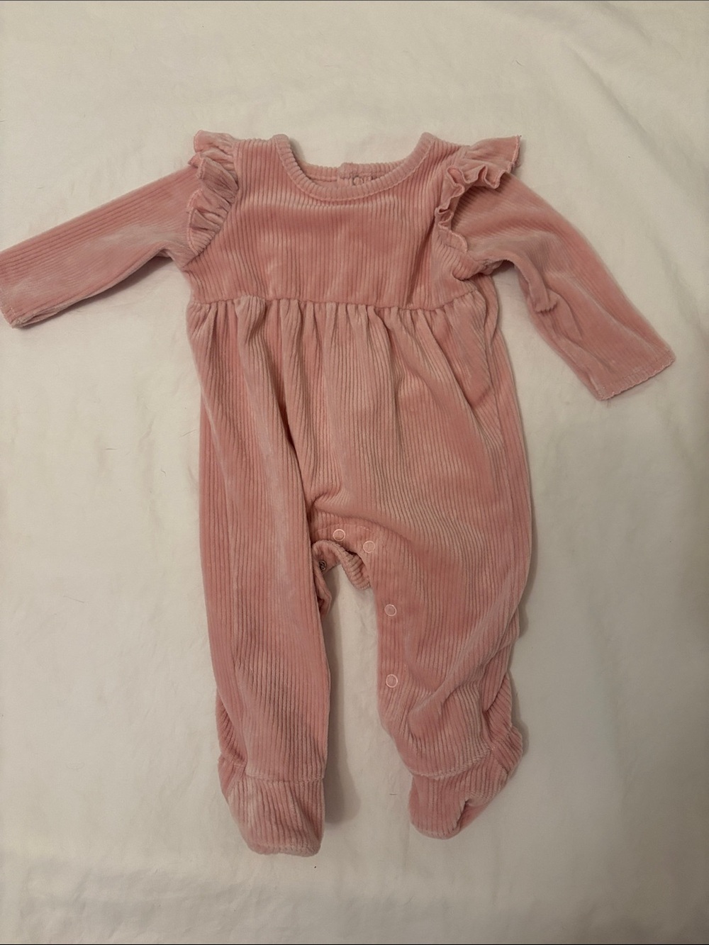 Mud Pie Pink Ruffle Corduroy Footie